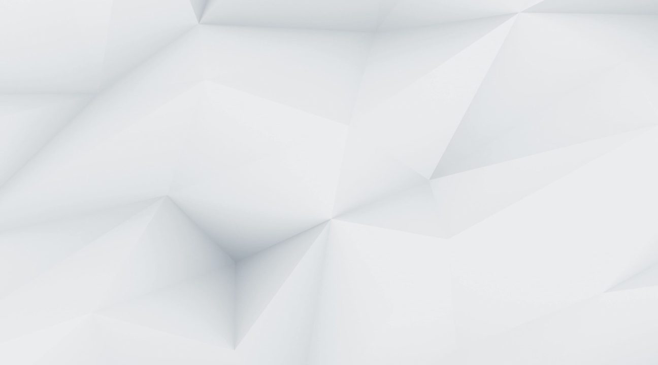 Abstract geometric background with subtle shades of white and gray, featuring three-dimensional, triangular shapes creating a faceted, origami-like texture across the entire image.
