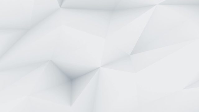 Abstract geometric background with subtle shades of white and gray, featuring three-dimensional, triangular shapes creating a faceted, origami-like texture across the entire image.
