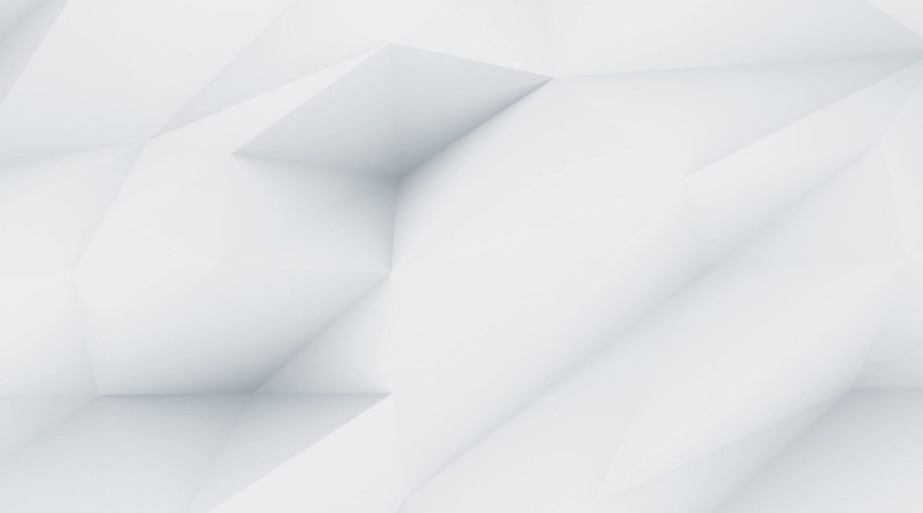 Abstract geometric background with subtle white and light gray triangular facets, creating a three-dimensional, textured appearance. The overall tone is soft and minimalist.